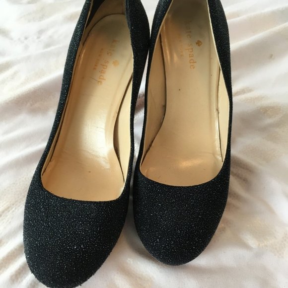 kate spade black glitter heels shoes size 6.5 *PLEASE READ* - Picture 2 of 15